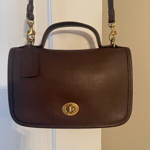 Coach Casino Chocolate Brown Leather Crossbody Bag 9924 Top Handle